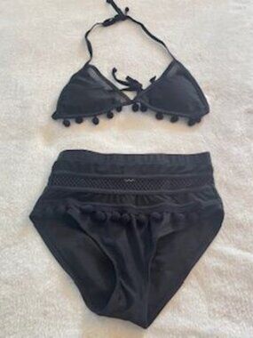 High Rise bathing suit with Pom Poms